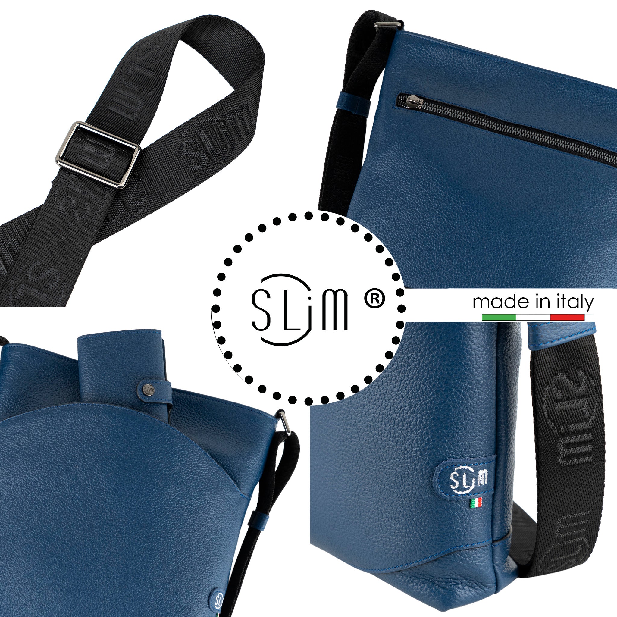 SLim Bag SLim Borsa Pelle Bottalata Blu