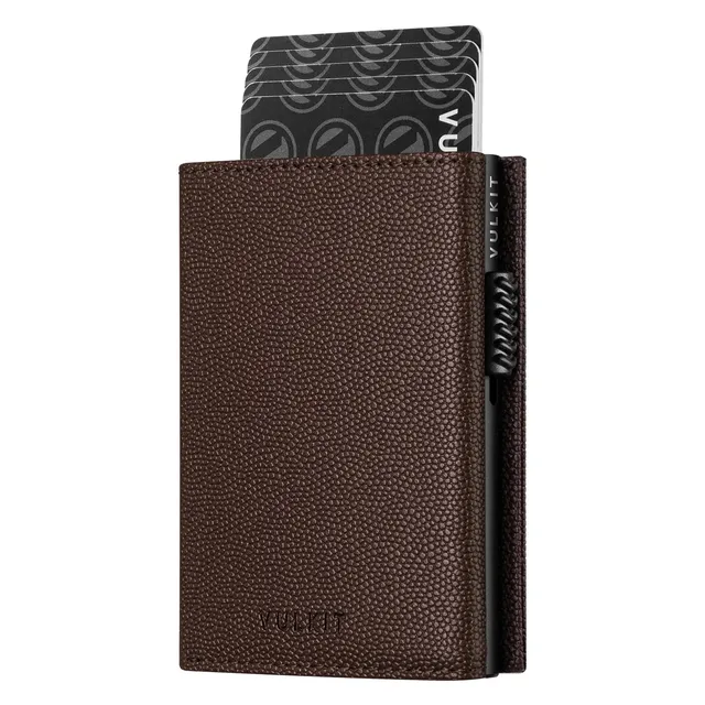 VULKIT Pop Up Wallet VC302 portafoglio marrone RFID zip