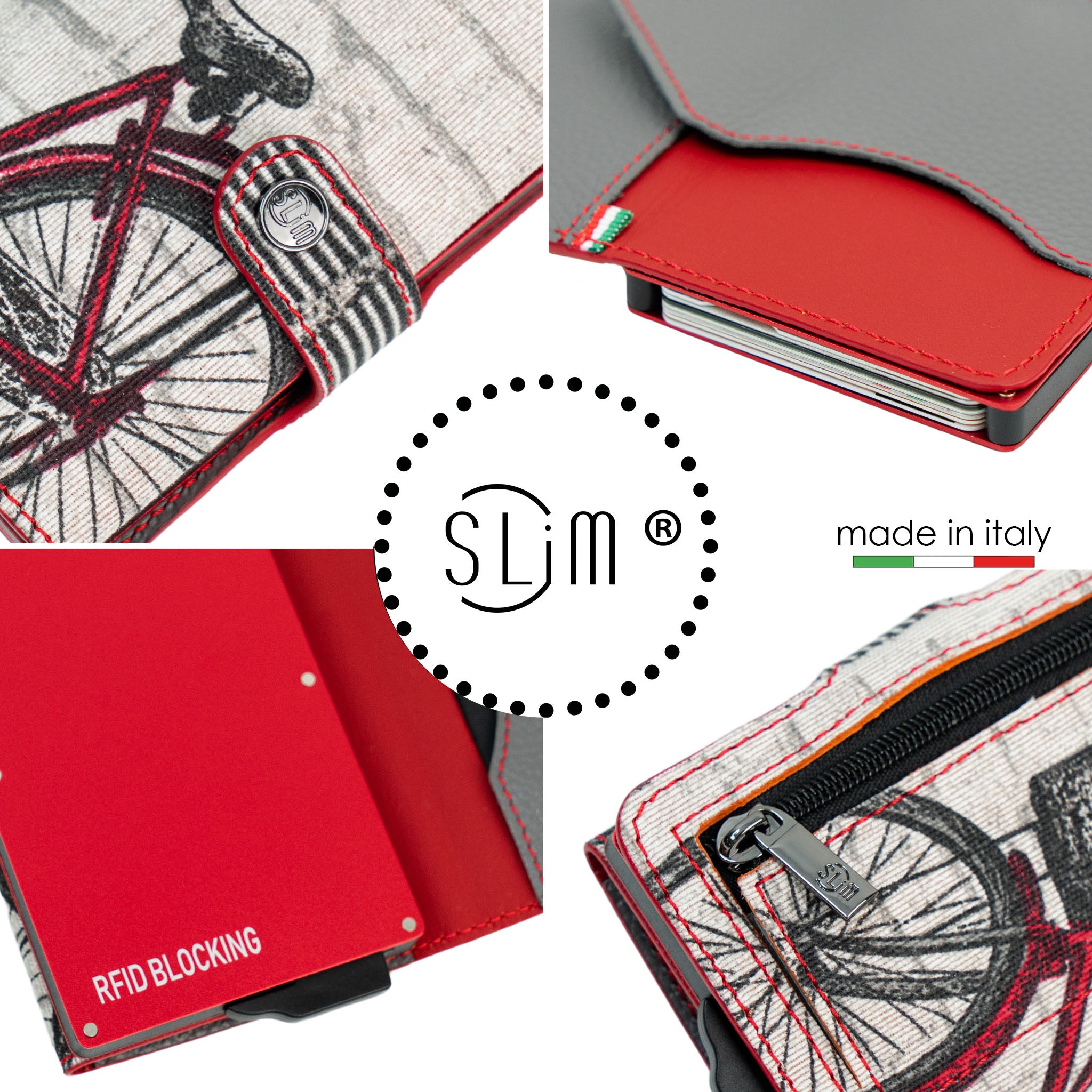 SLim Vera Pelle Dolce Vita Bici portafoglio Bici compatto RFID