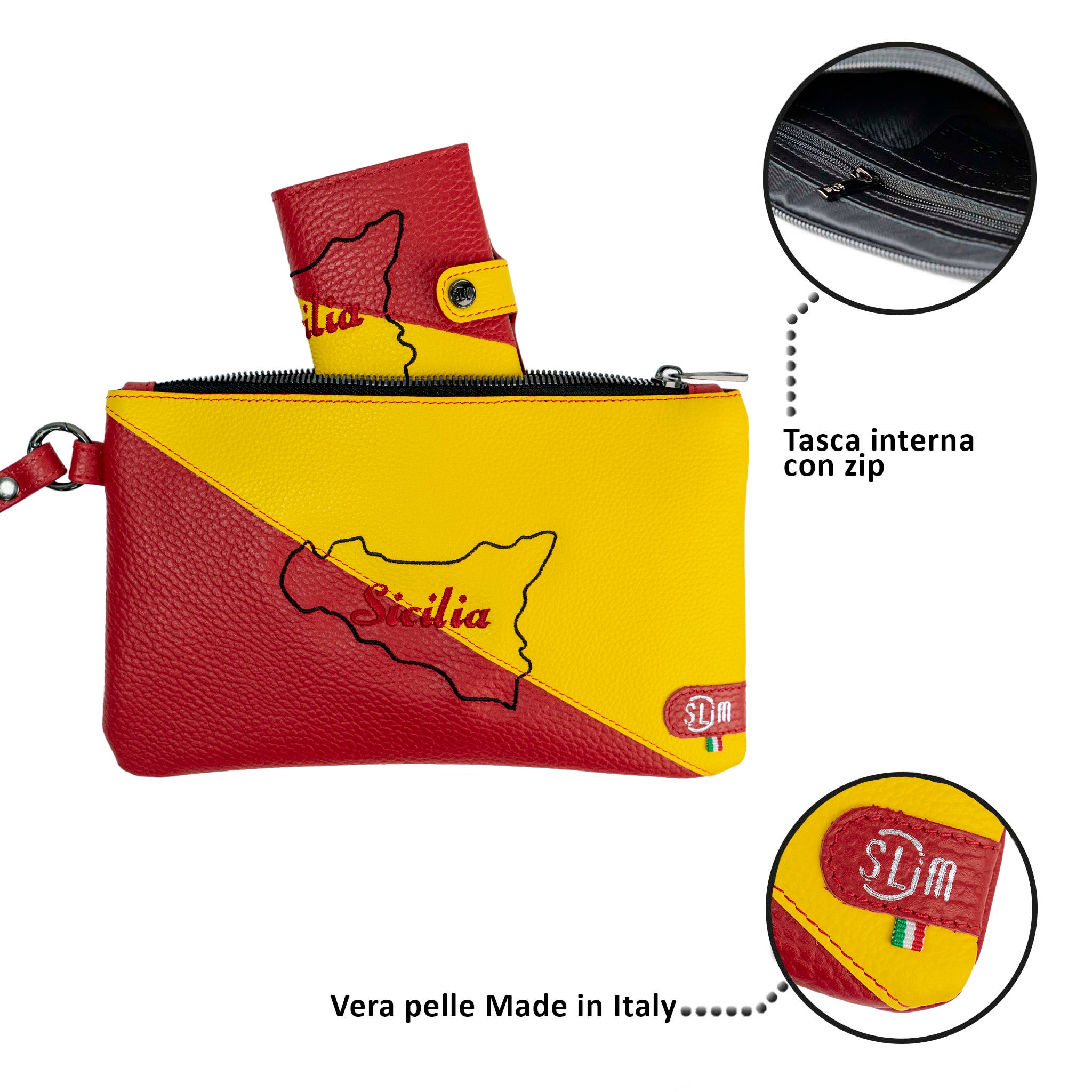 SLim Pochette Polsiera bottalato Sicilia Isola 23x14 cm