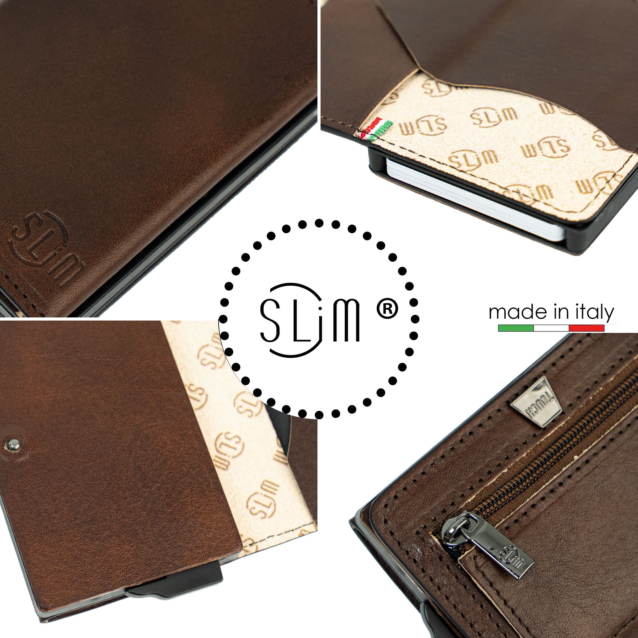 SLim Touch Portafoglio Marrone Concia Vegetale RFID