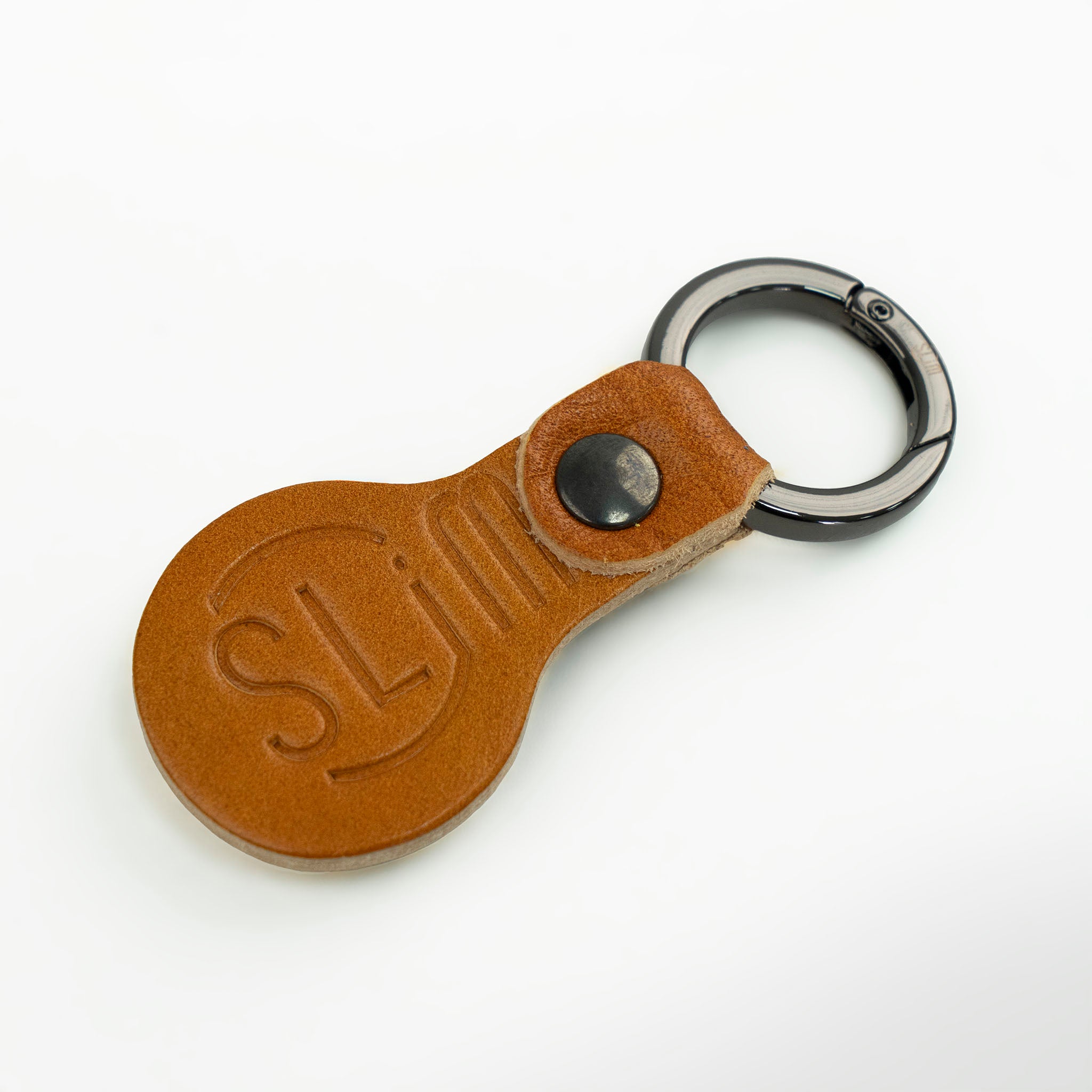 SLim Portachiavi pelle saffiano nero anello