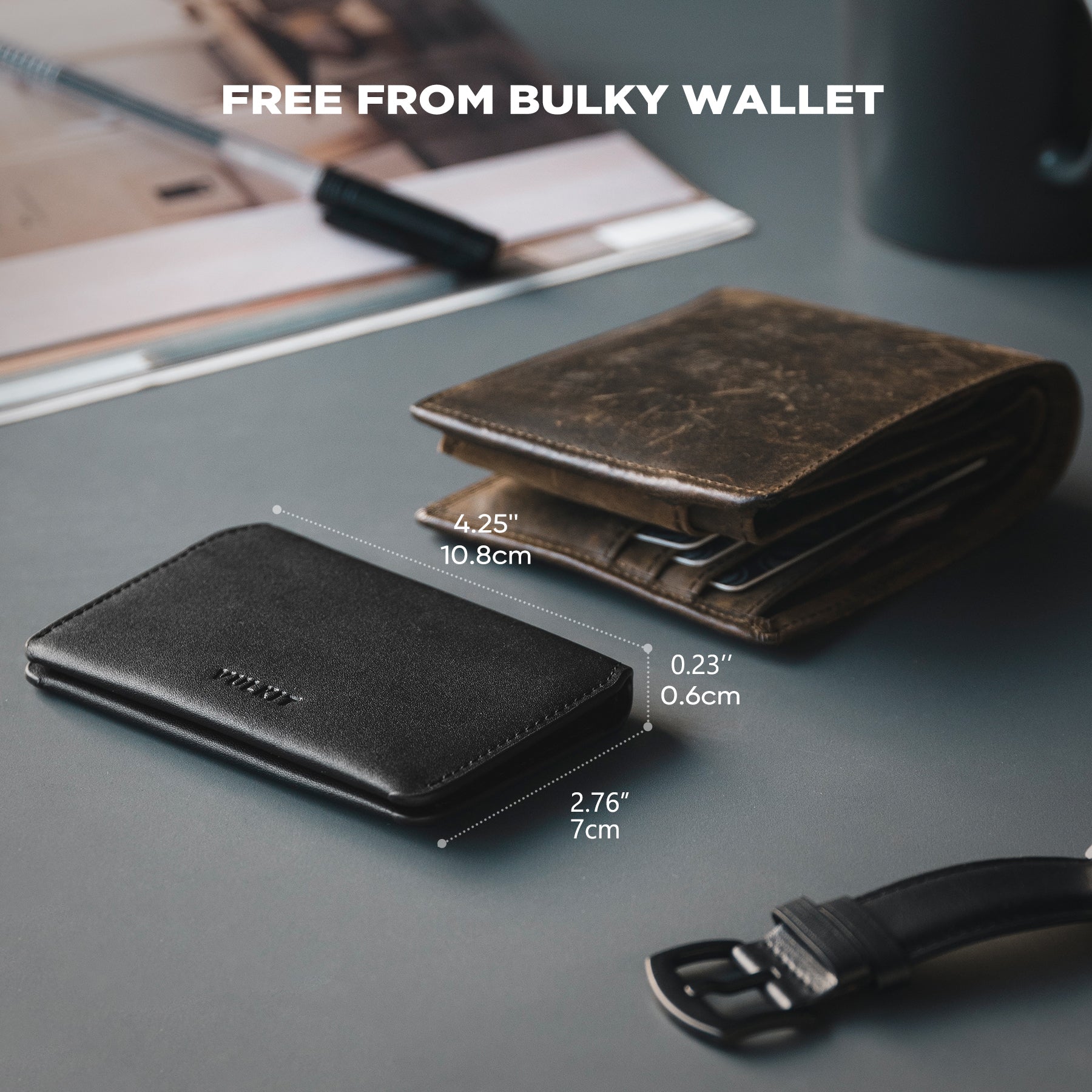 VULKIT VW122 Portacarte Pelle Nero RFID Slim