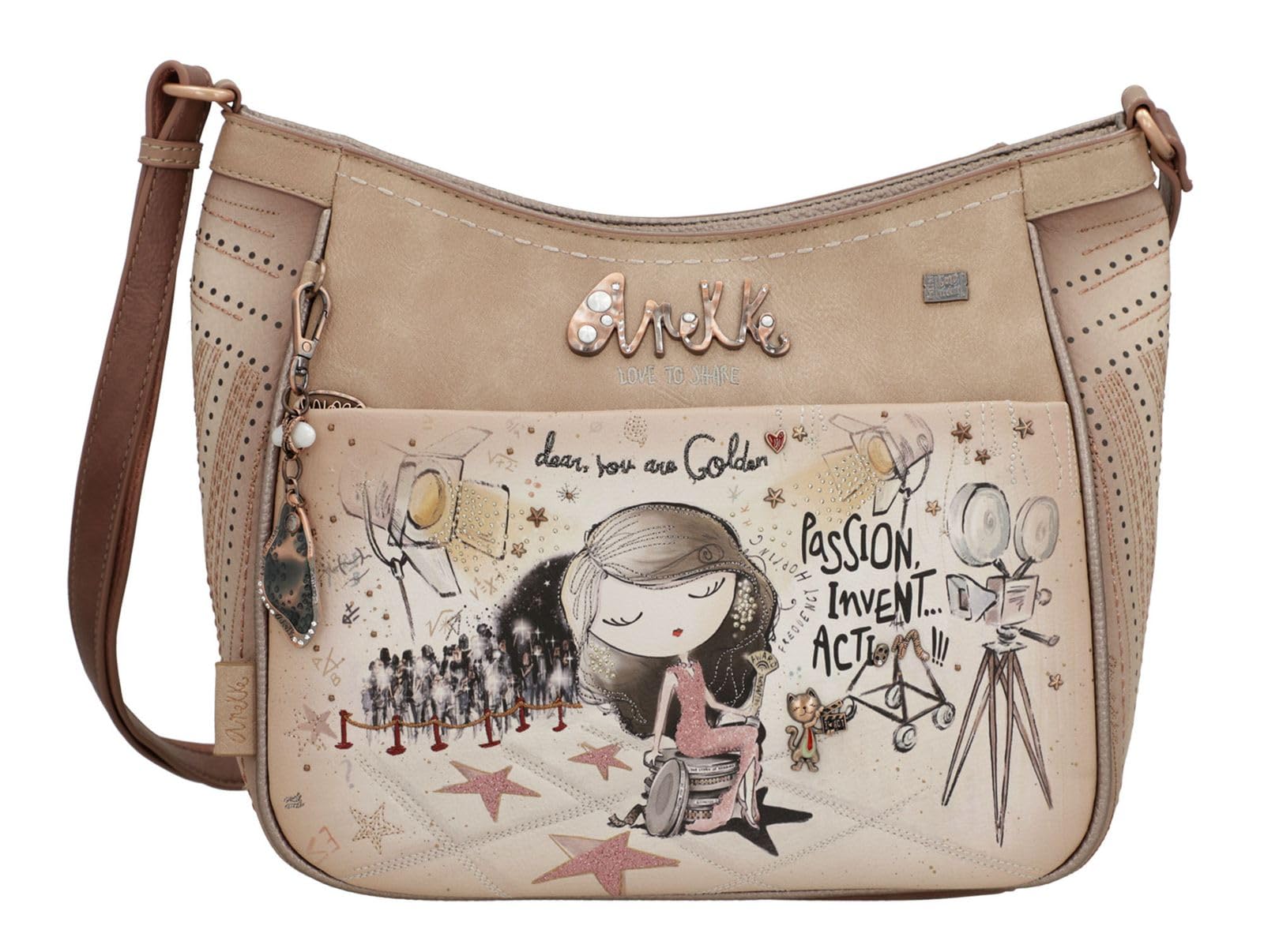 Anekke Hollywood borsa tracolla grande blu navy 29x27cm