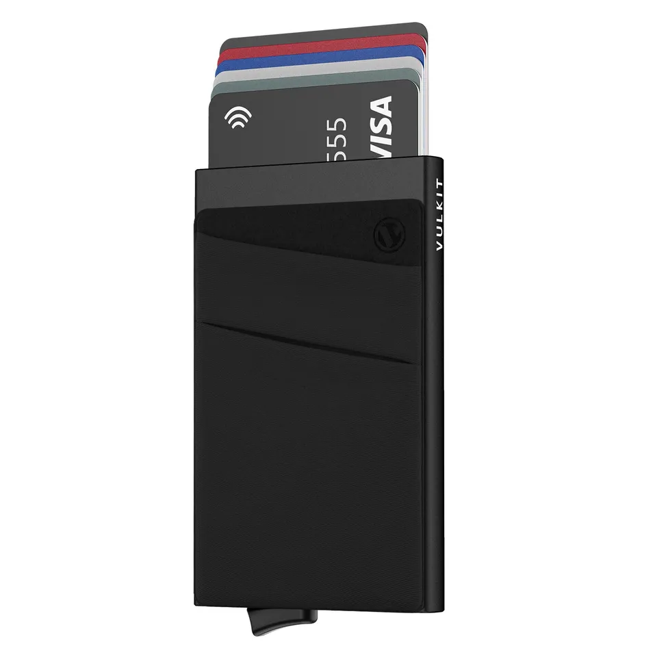 VULKIT VC104 porta carte slim alluminio nero monete
