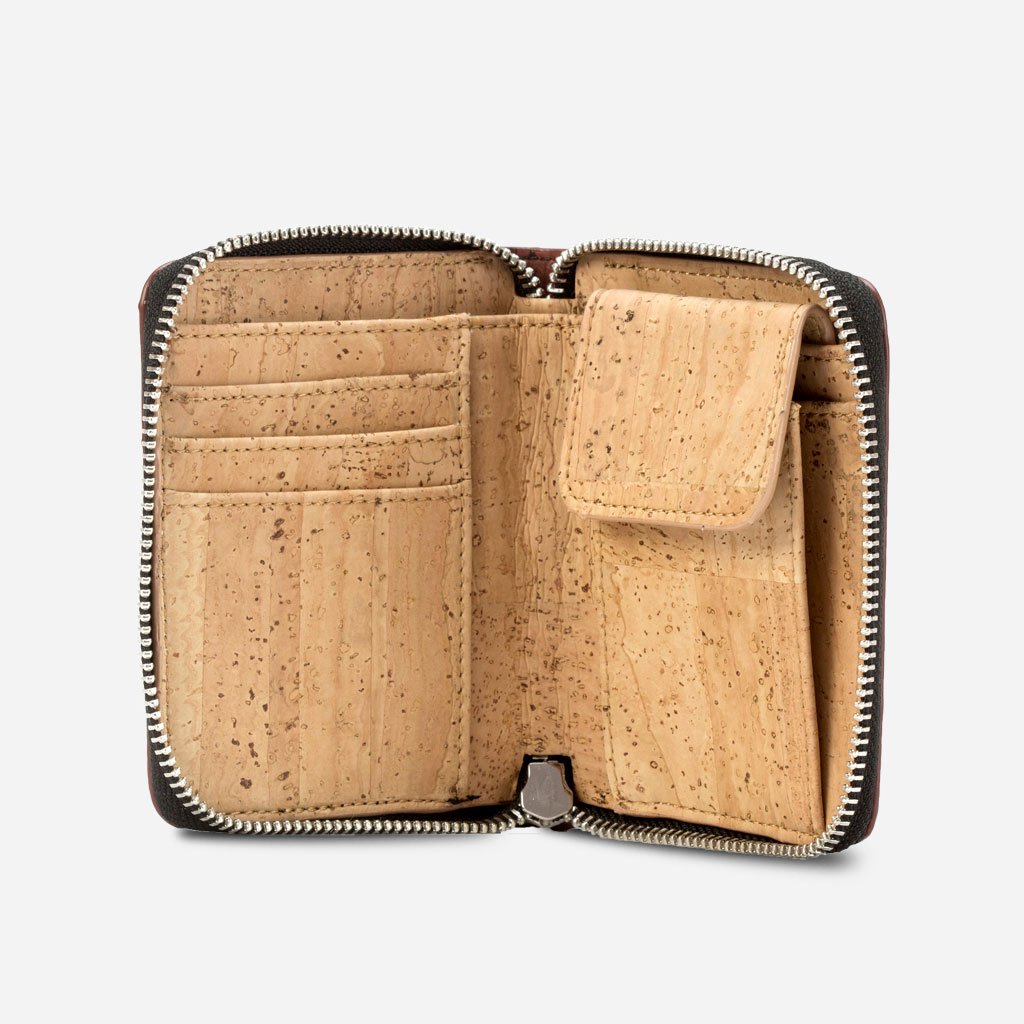 Corkor Wallets portafoglio donna sughero marrone zip RFID