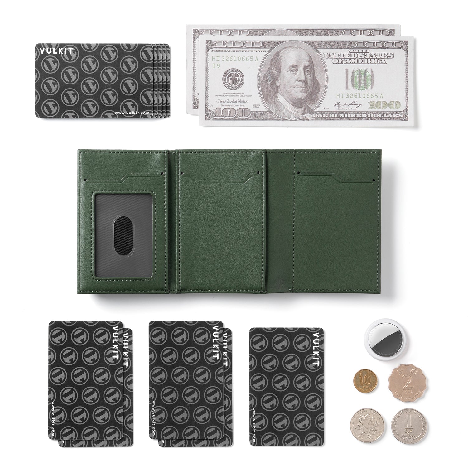 VULKIT Pop Up Wallet VC302 portafoglio marrone RFID zip
