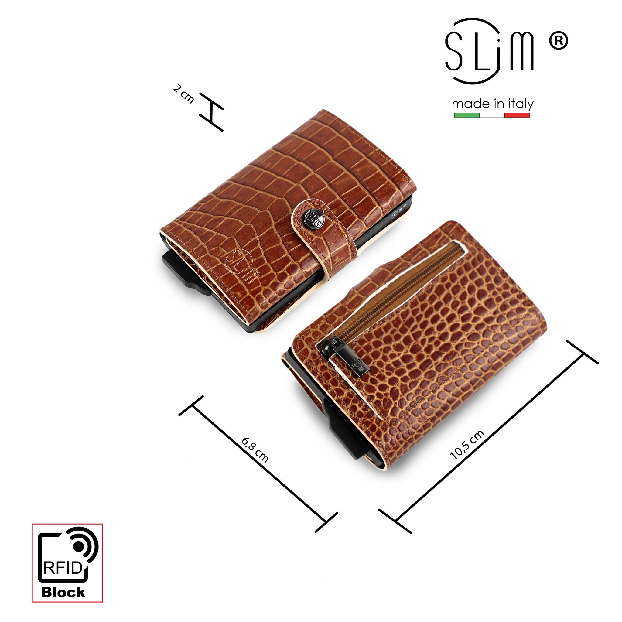 SLim Stampa Cocco portacarte pelle cuoio RFID