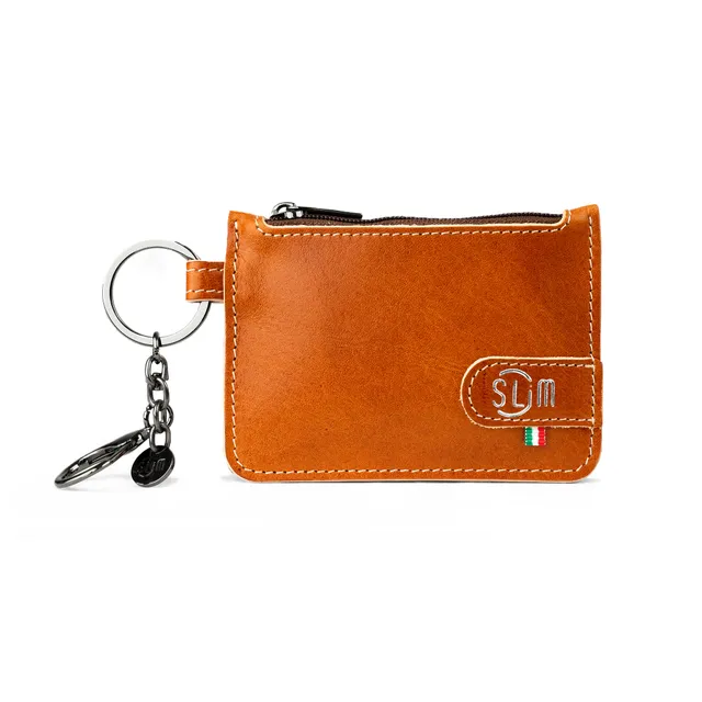 SLim Portachiavi Vegetale Cognac portamonete 10x7 cm