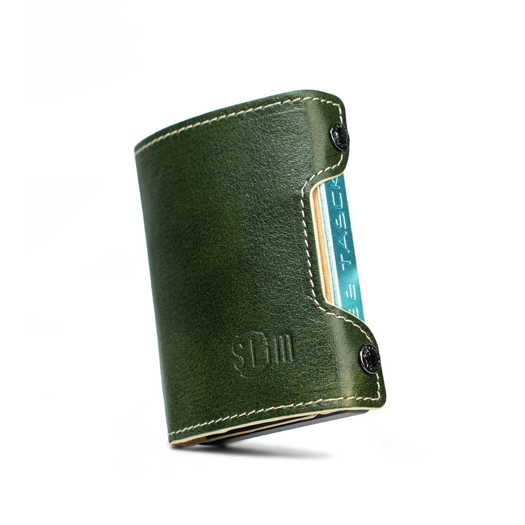 Be Tasck Portafoglio Pelle Concia Vegetale Verde Frame