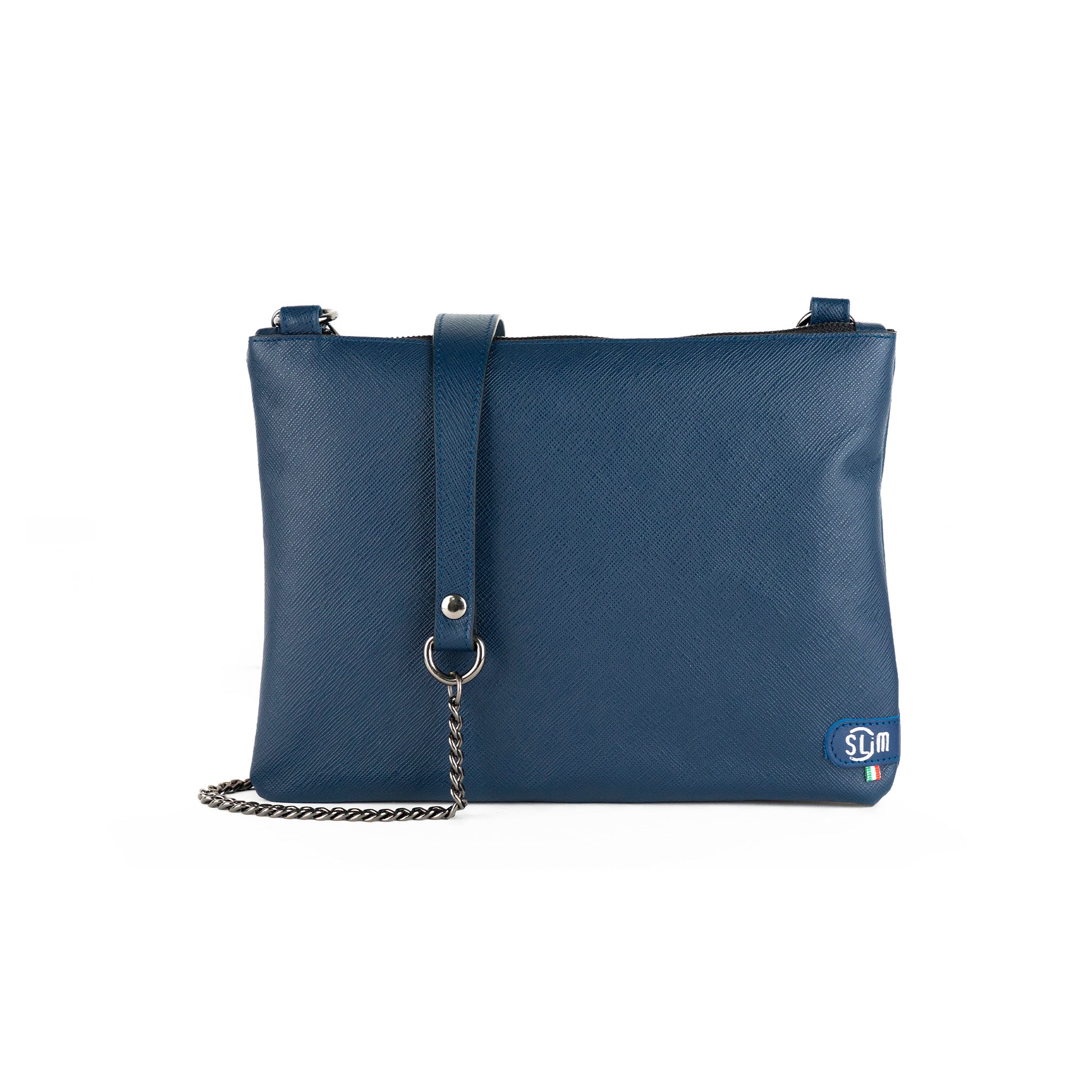 SLim Pochette Tracolla pelle saffiano blu 24x19