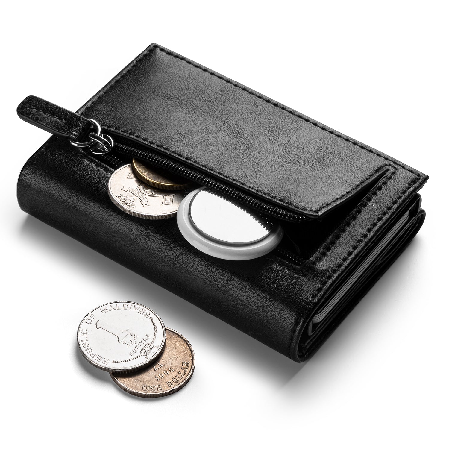 VULKIT Pop Up Wallet VC302 Portafoglio Alluminio Nero con Zip