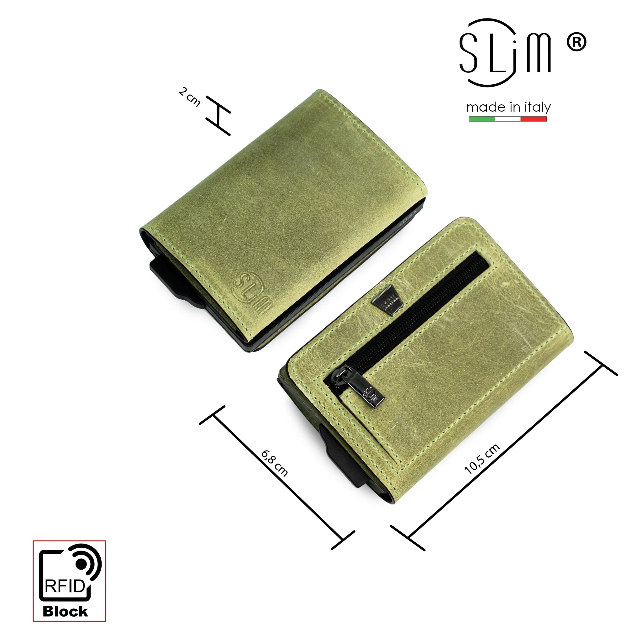 SLim Touch portafoglio pelle pistacchio RFID