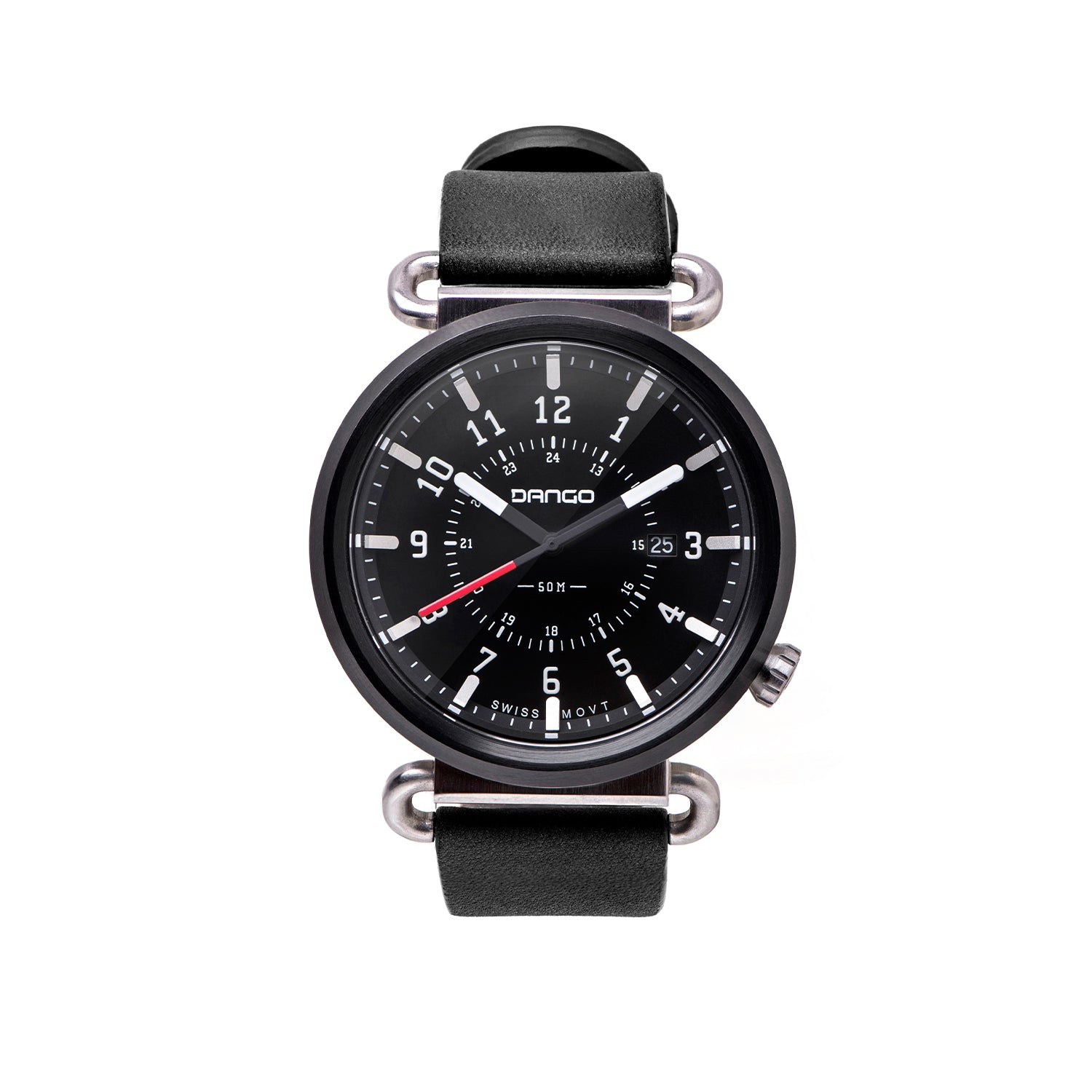 Dango Trek TK-01 orologio pelle italiana Jet Black 45mm