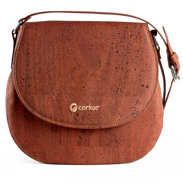 Corkor Bags Borsa Sella Sughero Rossa Vegan Media