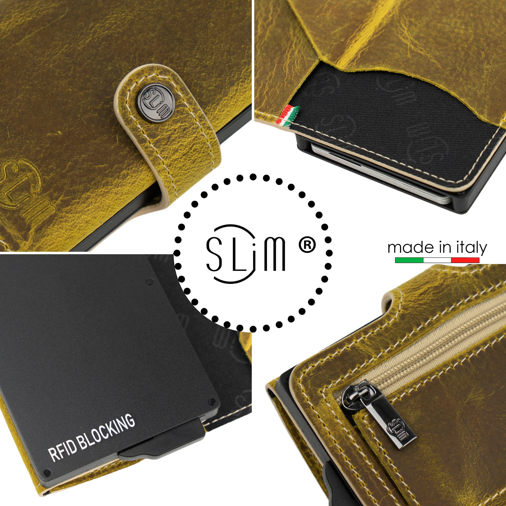 SLim Crazy Horse Sole portacarte zip RFID 12 carte