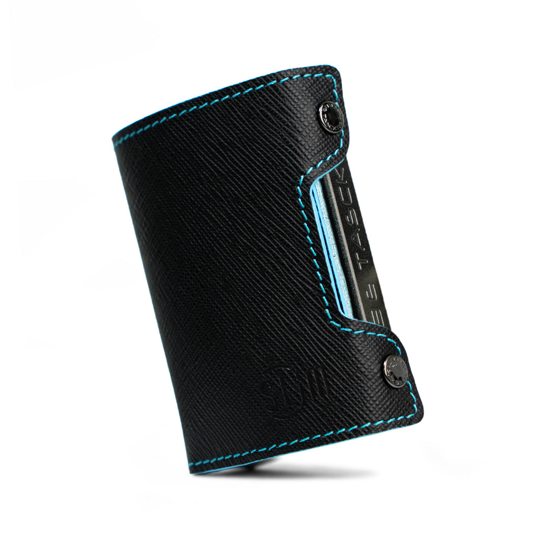 Be Tasck Portacarte Saffiano Nero e Azzurro