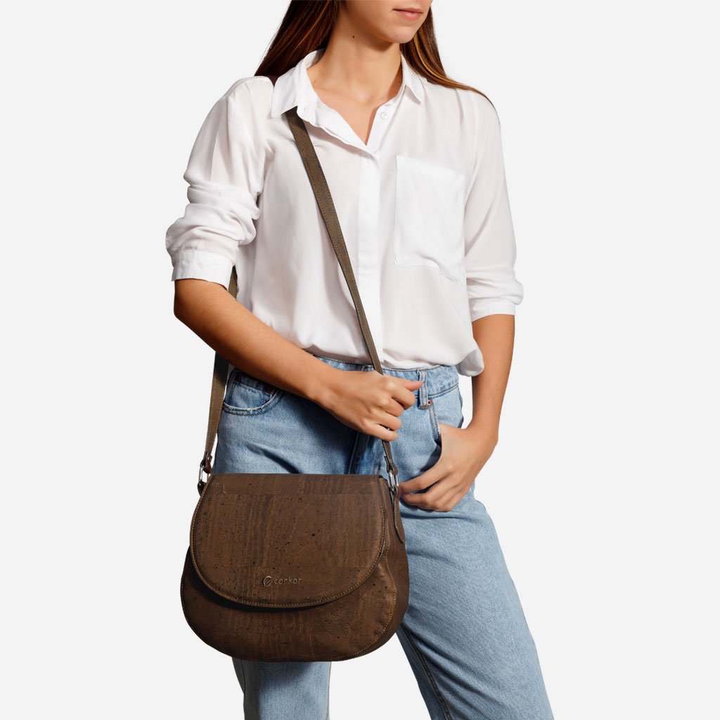Corkor Bags Zaino Tracolla Sughero Vegano Marrone