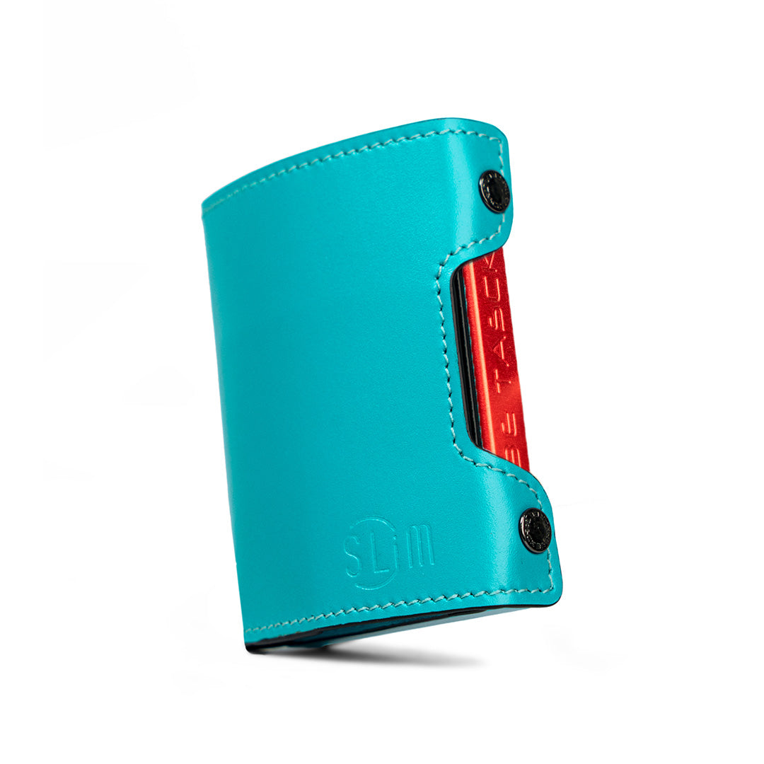SLim Be Tasck Portafoglio Pelle Liscia Turchese e Nero