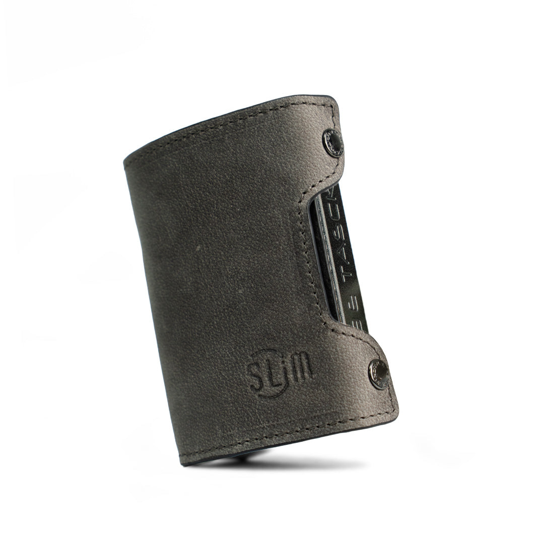 Be Tasck Crazy Horse Grigio portafoglio pelle frame nero