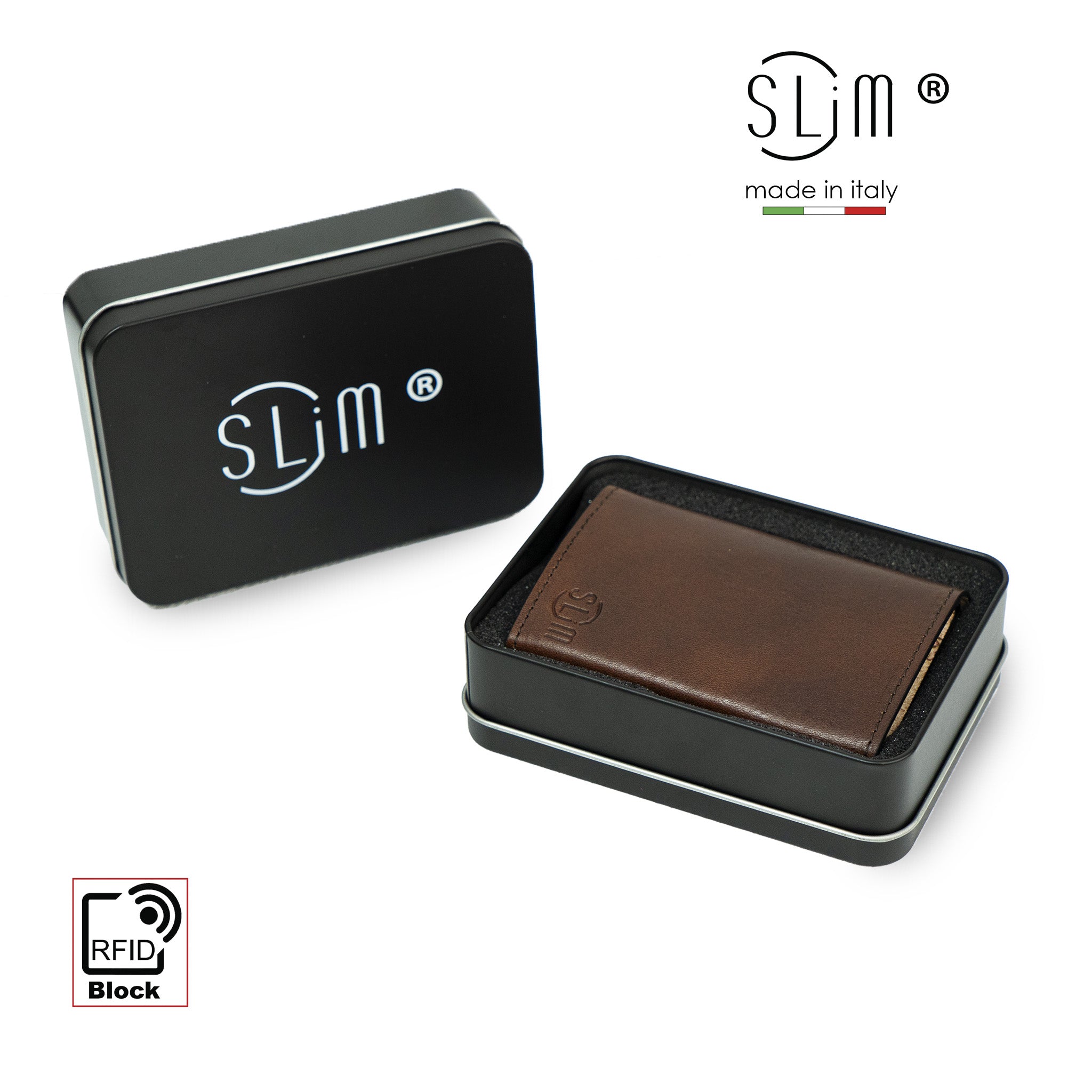 SLim Touch Portafoglio Marrone Concia Vegetale RFID