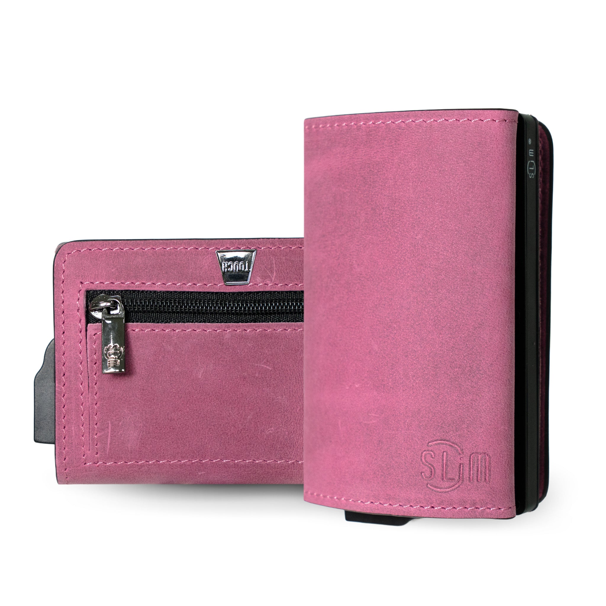 SLim Touch Mini Portafoglio Pelle Crazy Malva RFID