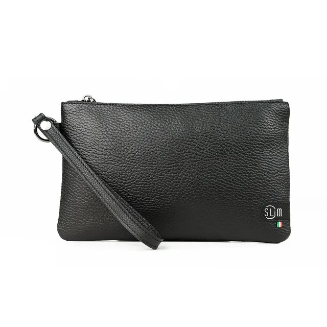 SLim Pochette Polsiera pelle crazy sabbia clutch compatta