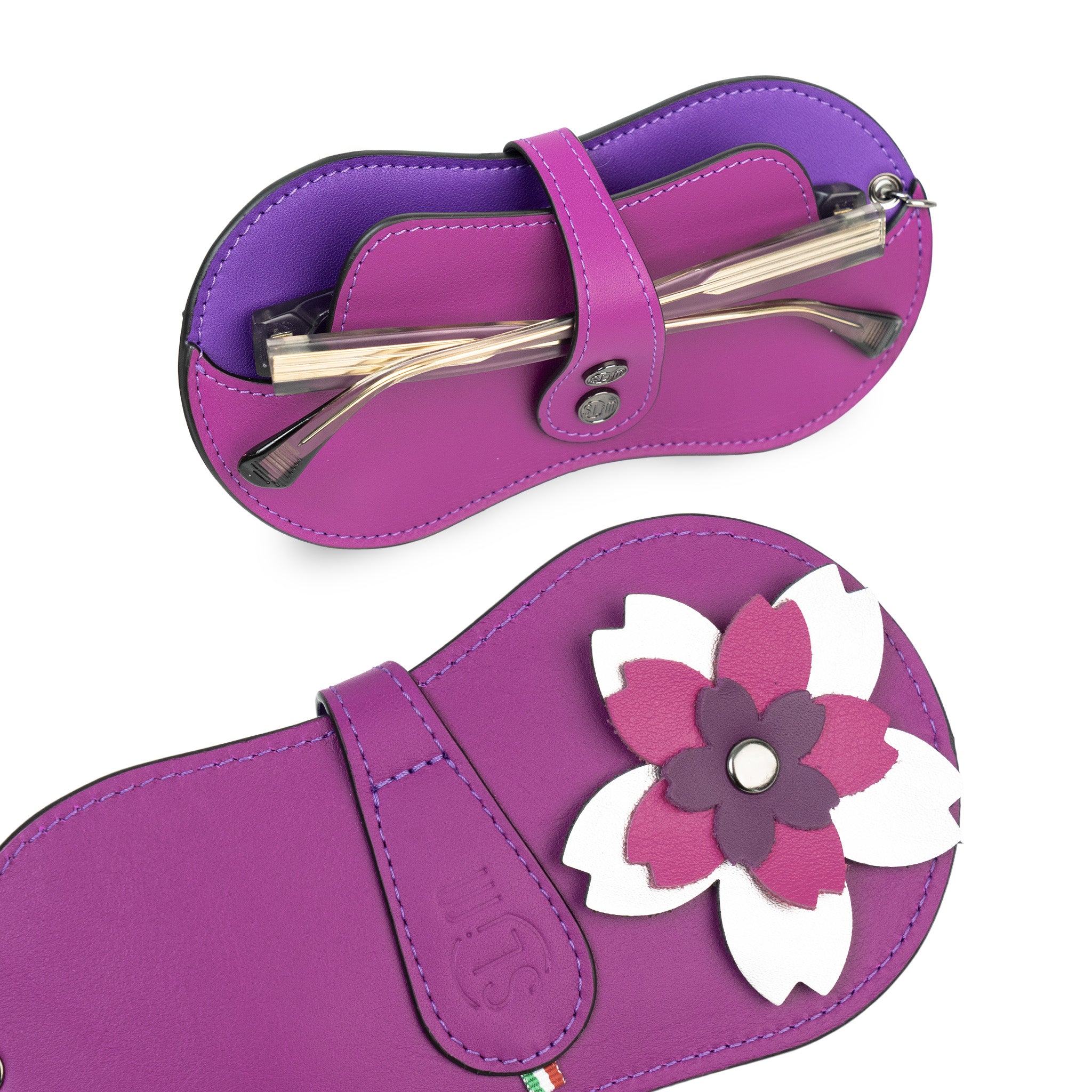 SLim Vision Porta Occhiali Pelle Ciclamino Flower