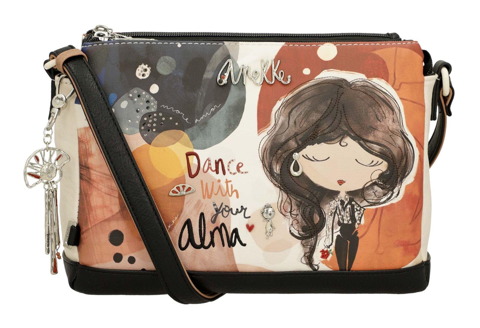 Anekke Alma tracolla 3 scomparti multicolor 27x20x8,5 cm