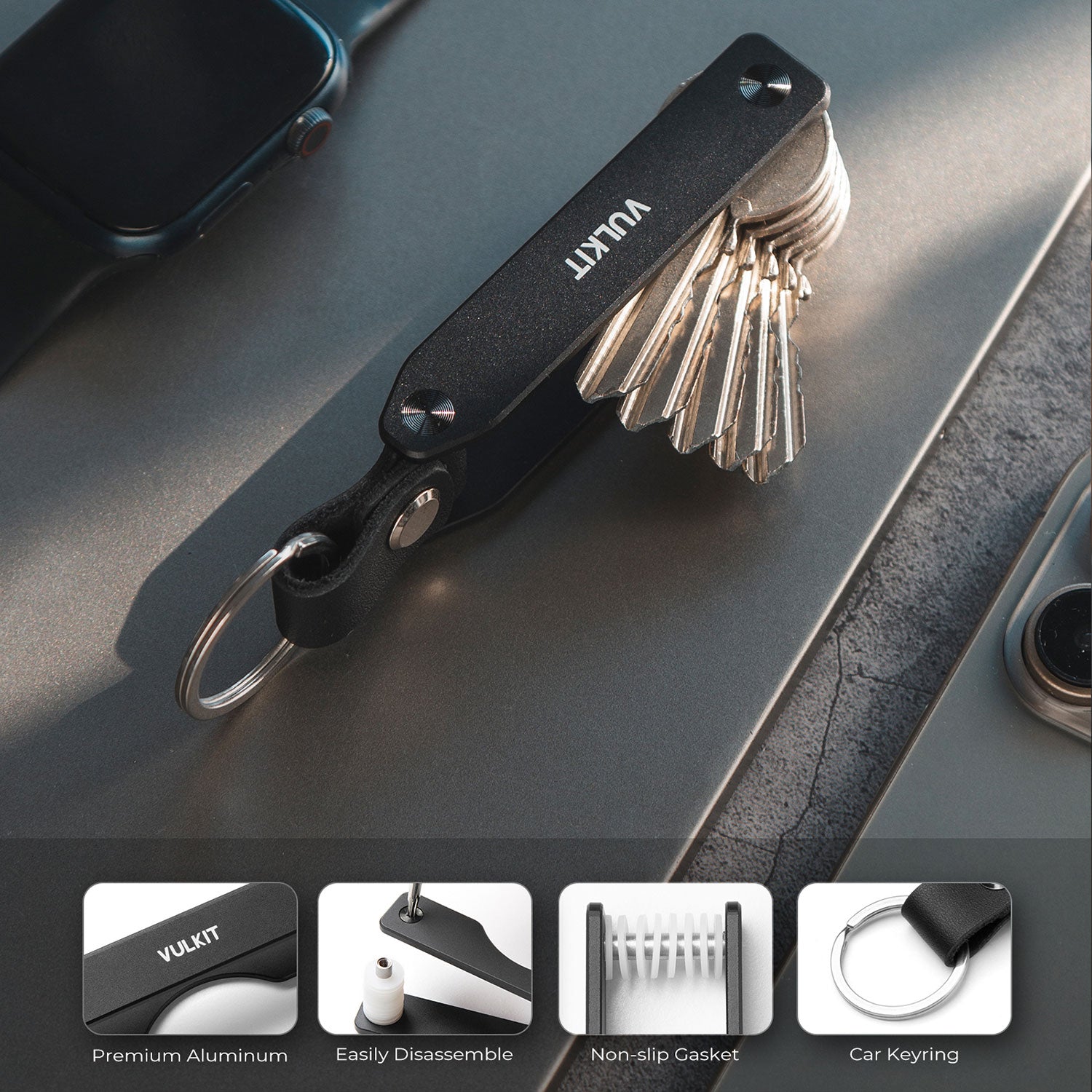 VULKIT Accessories VKC102 portachiavi alluminio nero