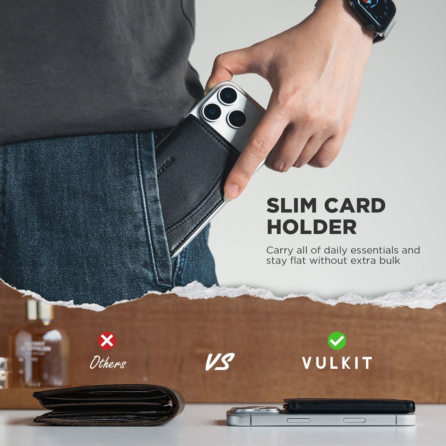 VULKIT Phone Case VPA121 portacarte telefono nero