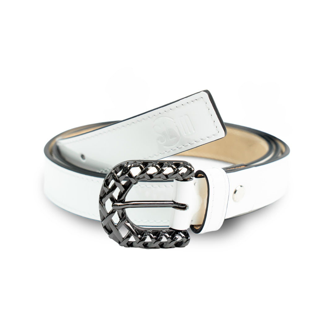 SLim Cinture Cintura Specchio Bianco 25mm