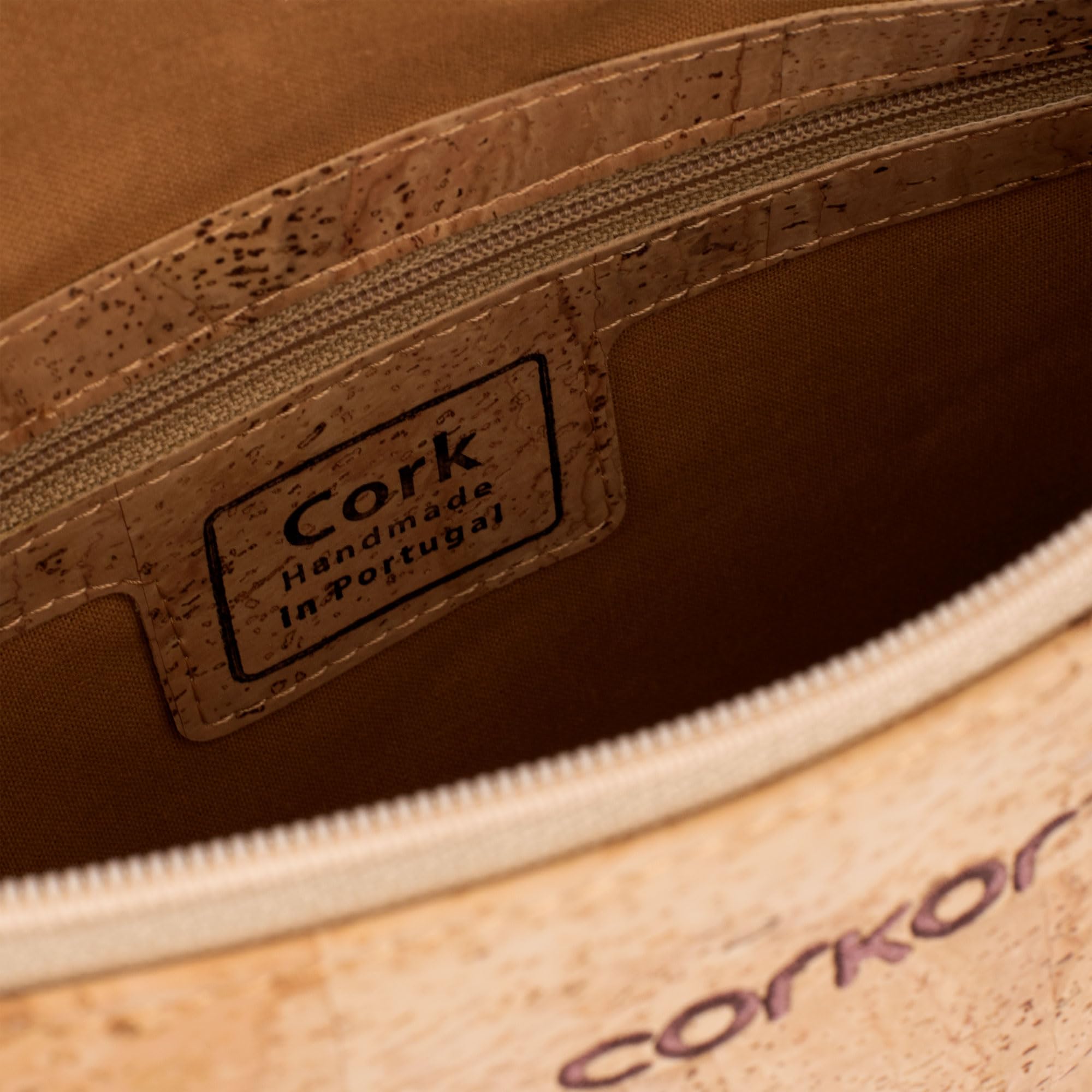Corkor Bags Zaino Sughero Marrone Rosso Donna Porta Documenti
