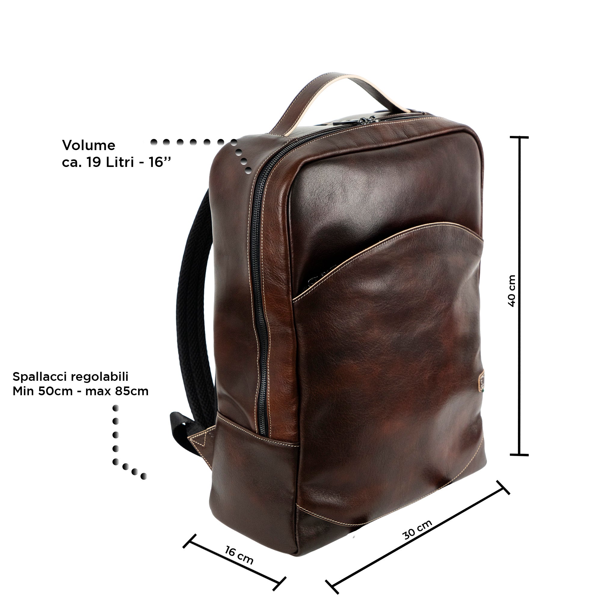 SLim Zaino SLim Zaino Pelle Vegetale Marrone 19L