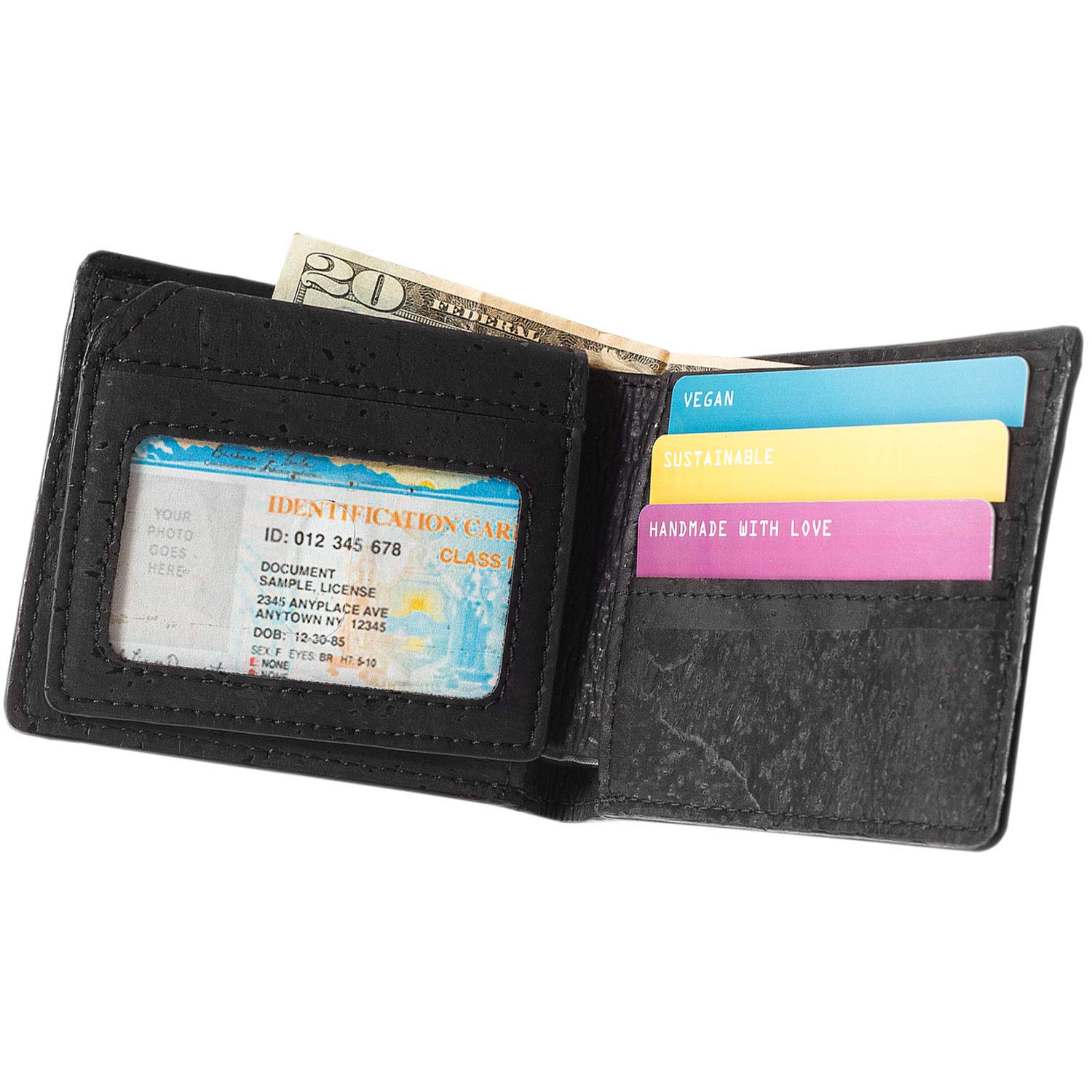 Corkor Wallets portafoglio bifold sughero nero RFID