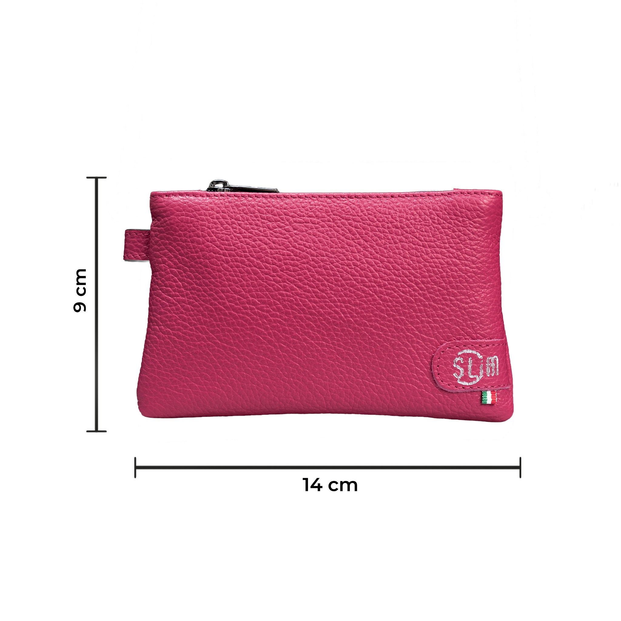 SLim Mini Pochette pochette pelle bottalato fucsia