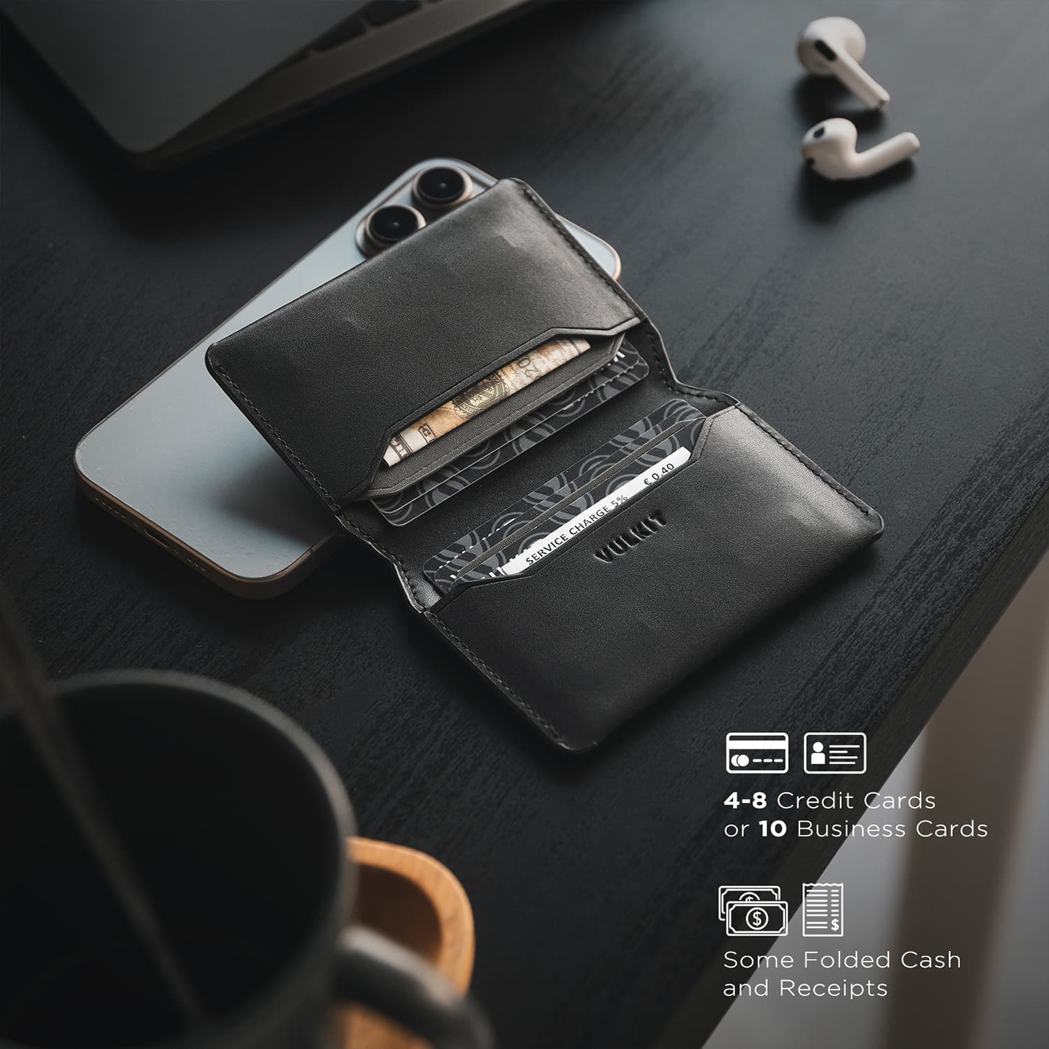 VULKIT VW122 Portacarte Pelle Nero RFID Slim