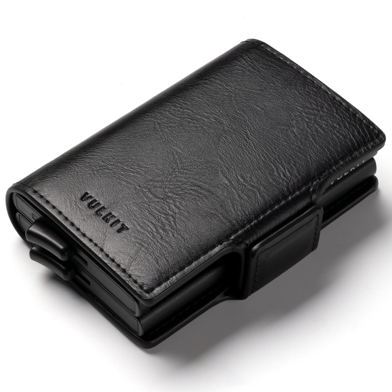 VULKIT VC200d Portafoglio Pelle Nero Alluminio RFID 14 Carte