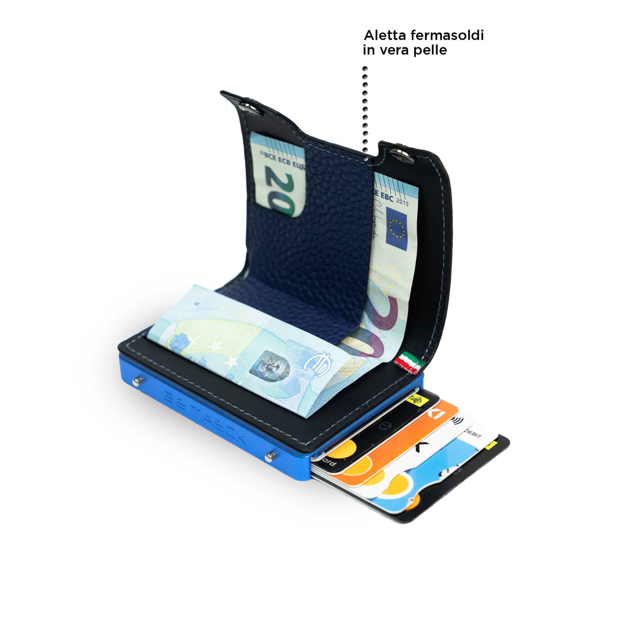 SLim Be Tasck Bottalato Blu portafoglio compatto frame blu