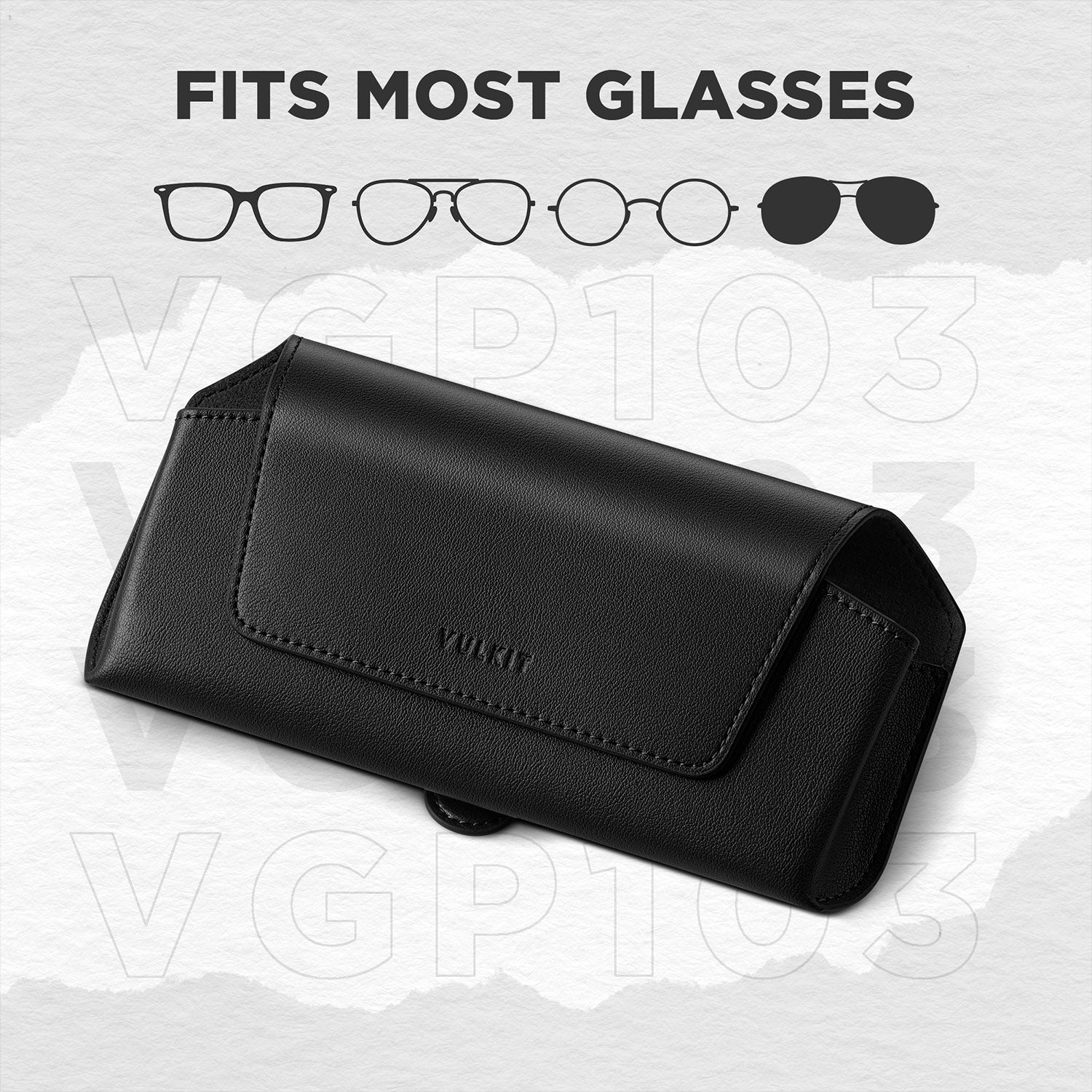 VULKIT VGP103 Portaocchiali Auto Pelle Nero Magnetico