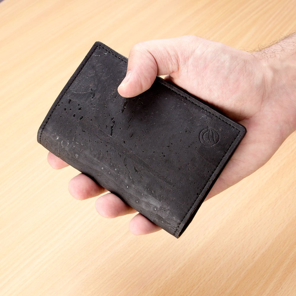 Corkor Wallets Portafoglio Sughero Nero RFID Passaporto