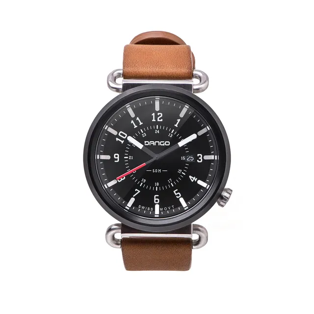 Dango Trek TK-01 orologio pelle italiana Whiskey Brown 45mm