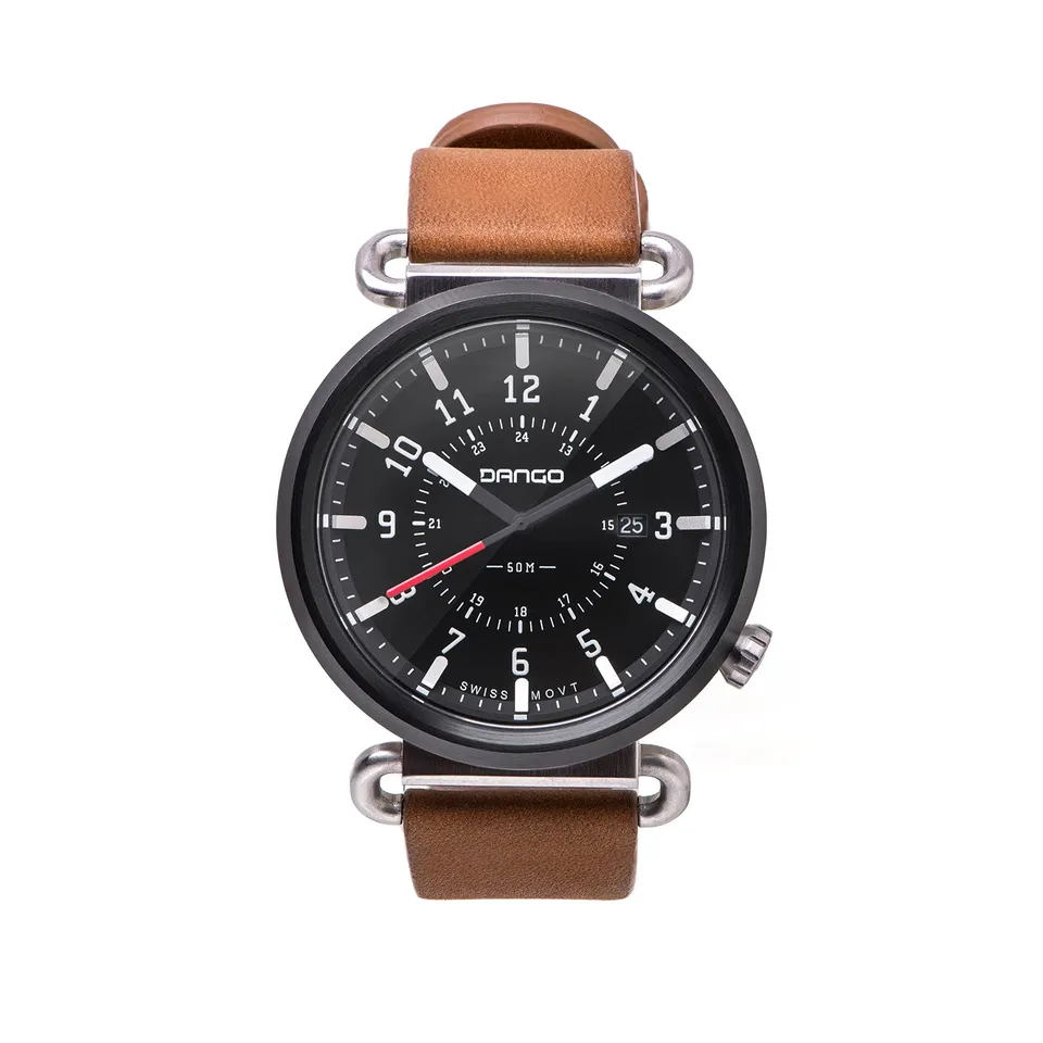 Dango Trek TK-01 orologio pelle italiana Whiskey Brown 45mm