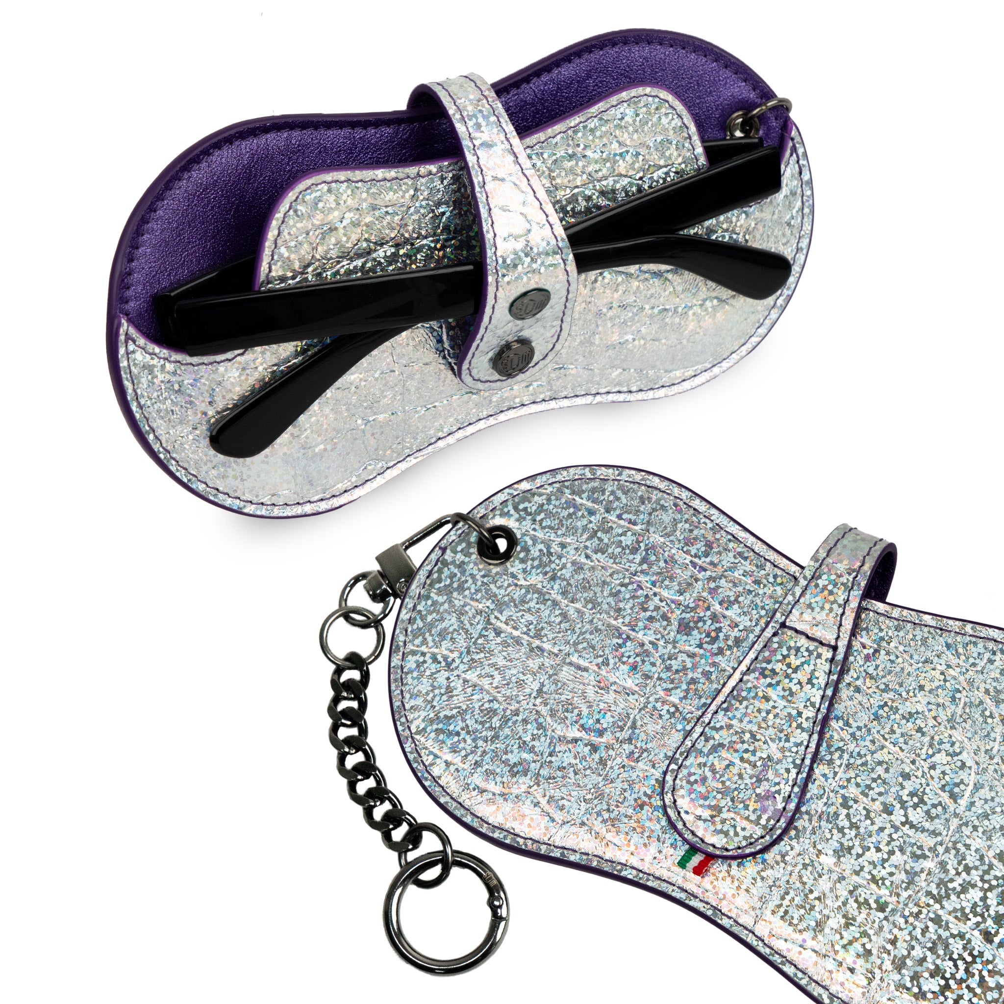SLim Vision Disco Custodia Occhiali Pelle Viola Cocco