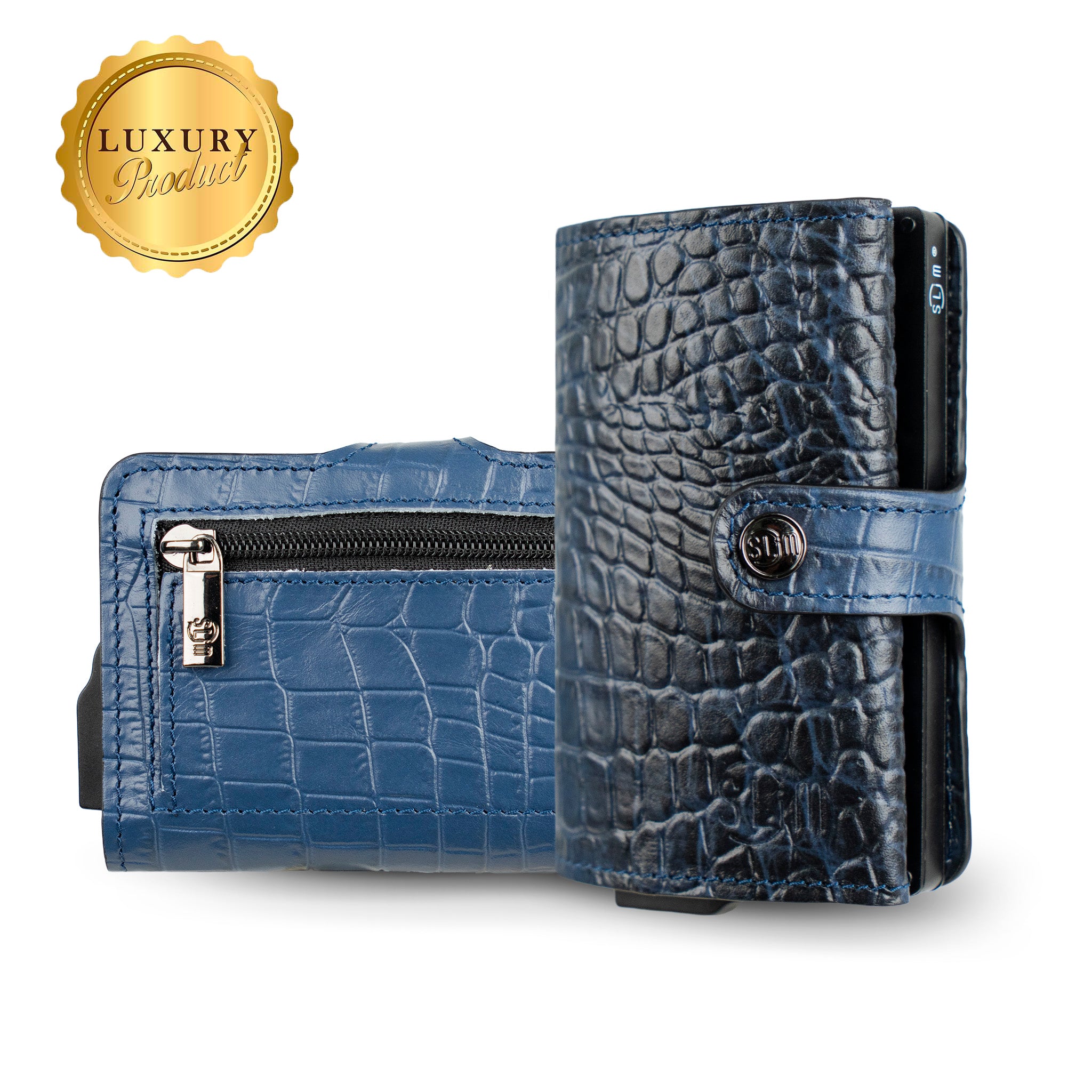 SLim Stampa Cocco portafoglio compatto Cocco Metal Argento RFID