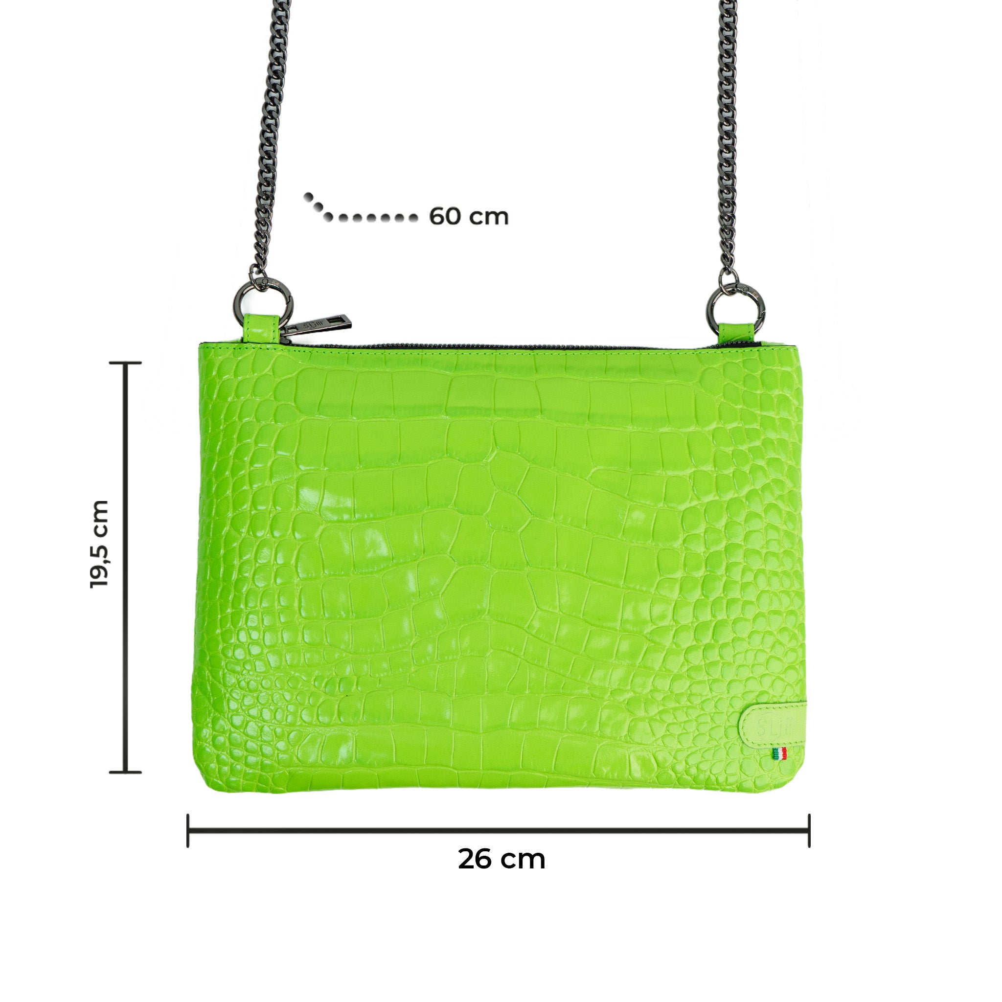 SLim Pochette Tracolla Cocco Verde Busta Pelle 24x19 cm