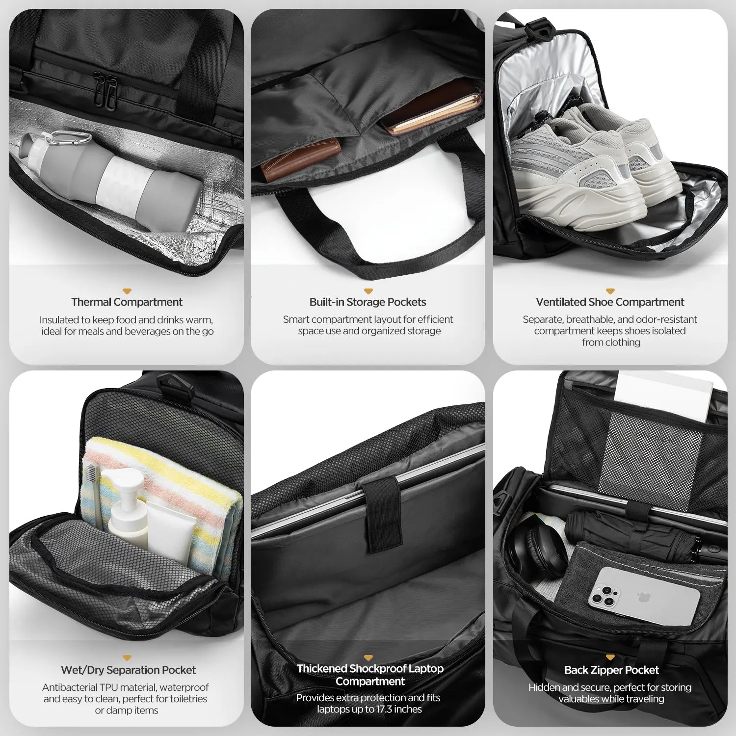 VULKIT VBP102 zaino viaggio 55L nero 3-in-1 idrorepellente