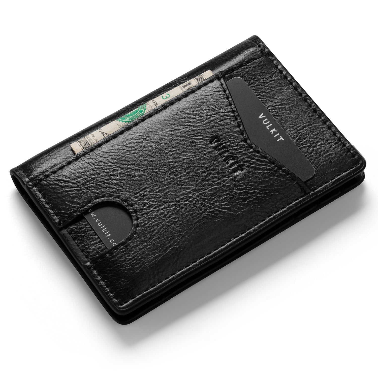 VULKIT VW100 portafoglio pelle nero bifold 10 carte