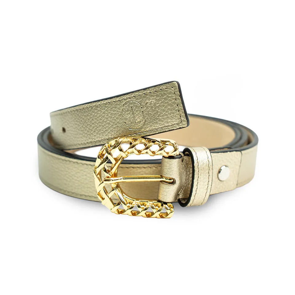 SLim Cinture cintura bottalata dorata 25mm