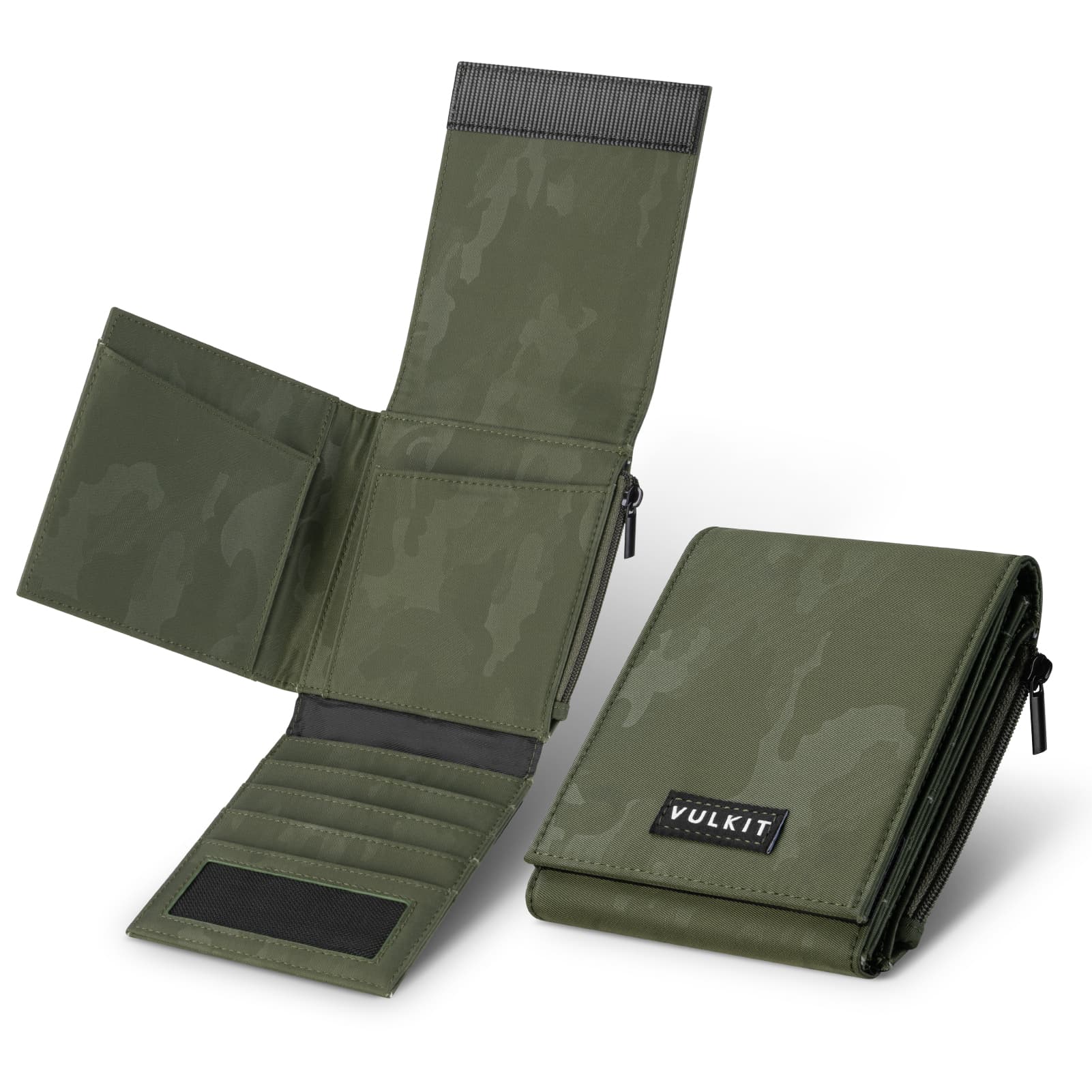 VULKIT VW129 Portafoglio Nylon Nero RFID 20+ Carte